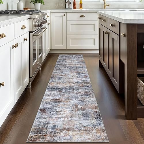 Miniatura 461 de IOHOUZE Alfombra pequeña abstracta de 2 x 3 pies, alfombra de entrada lavable para entrada interior, alfombras con respaldo de goma, alfombra gris