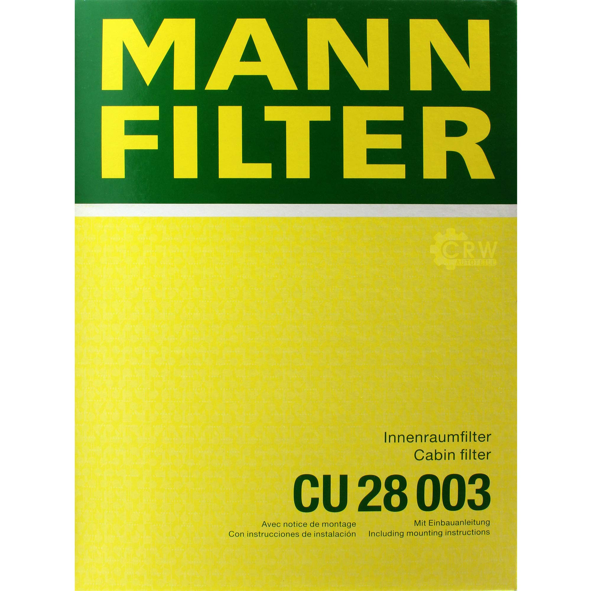 Paquete de inspección Kit de mantenimiento de filtros con filtro de aceite HU 821 x, filtro de aire C 22 029, filtro de combustible WK 820/1, filtro de habitáculo CU 28 003, tornillo de