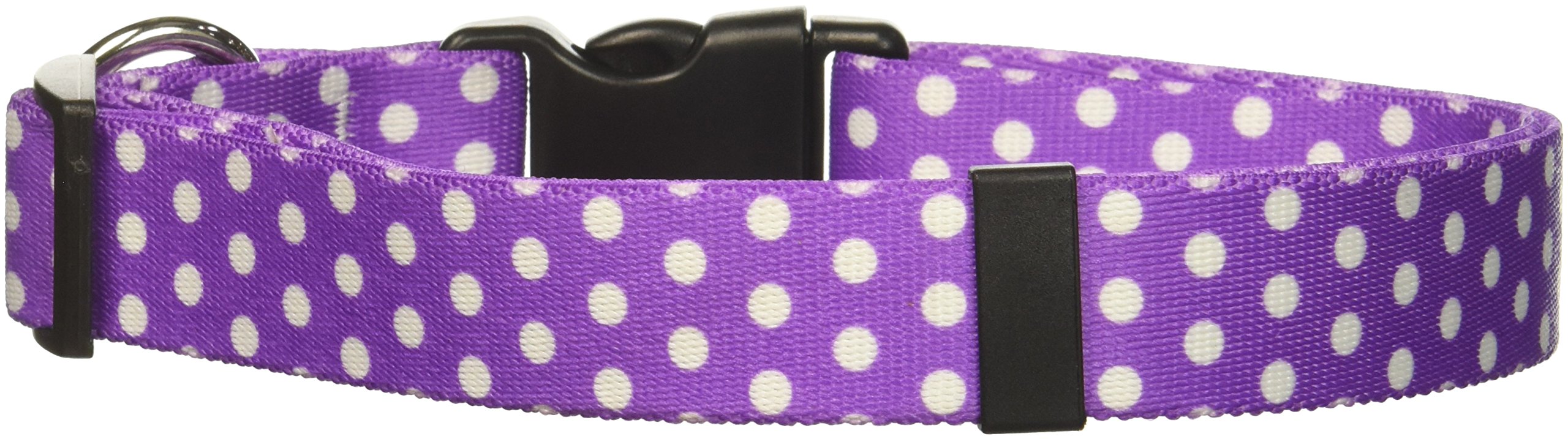 Yellow Dog Design Standard Easy-Snap Collar, New Purple Polka Dot, Large 18" - 28"