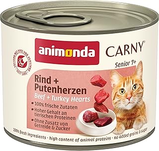 animonda Carny Senior cat food, wet food for cats from 7 years, beef + turkey heart, 6 x 200g