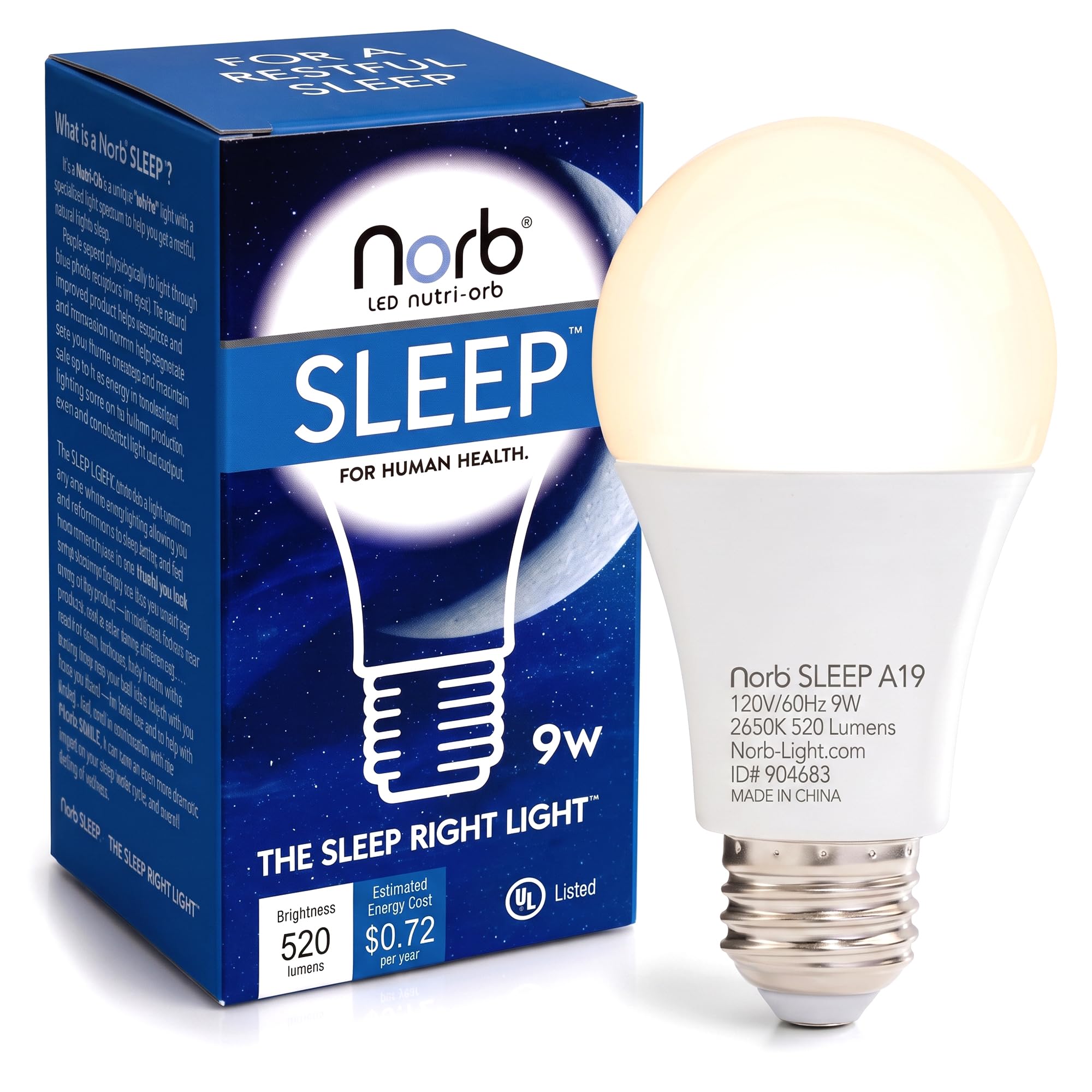 SHE‘ll SLEEP 「See The Light」 NorbSLEEP Low-Blue Sleep Light Bulb | Circadian Rhythm Light Bulb