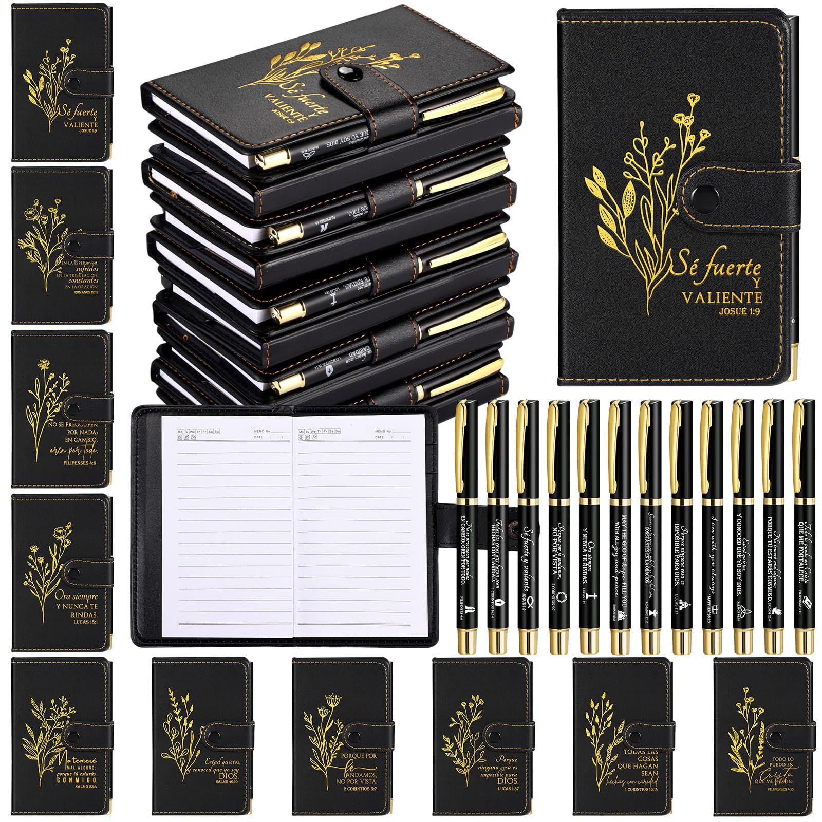 Spakon 30 Sets Christian Easter Gifts for Women Men Bulk Religious Leather Notebook Prayer Journal Pen Church Gift Bible Study Scripture Mother Day