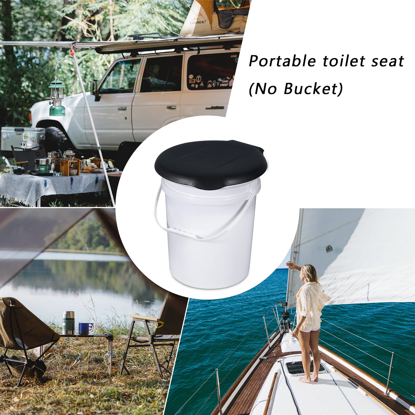 ASEVAT Portable Toilet for Camping, 5 Gallon Bucket Toilet Seat with Lid for Hiking, Emergency