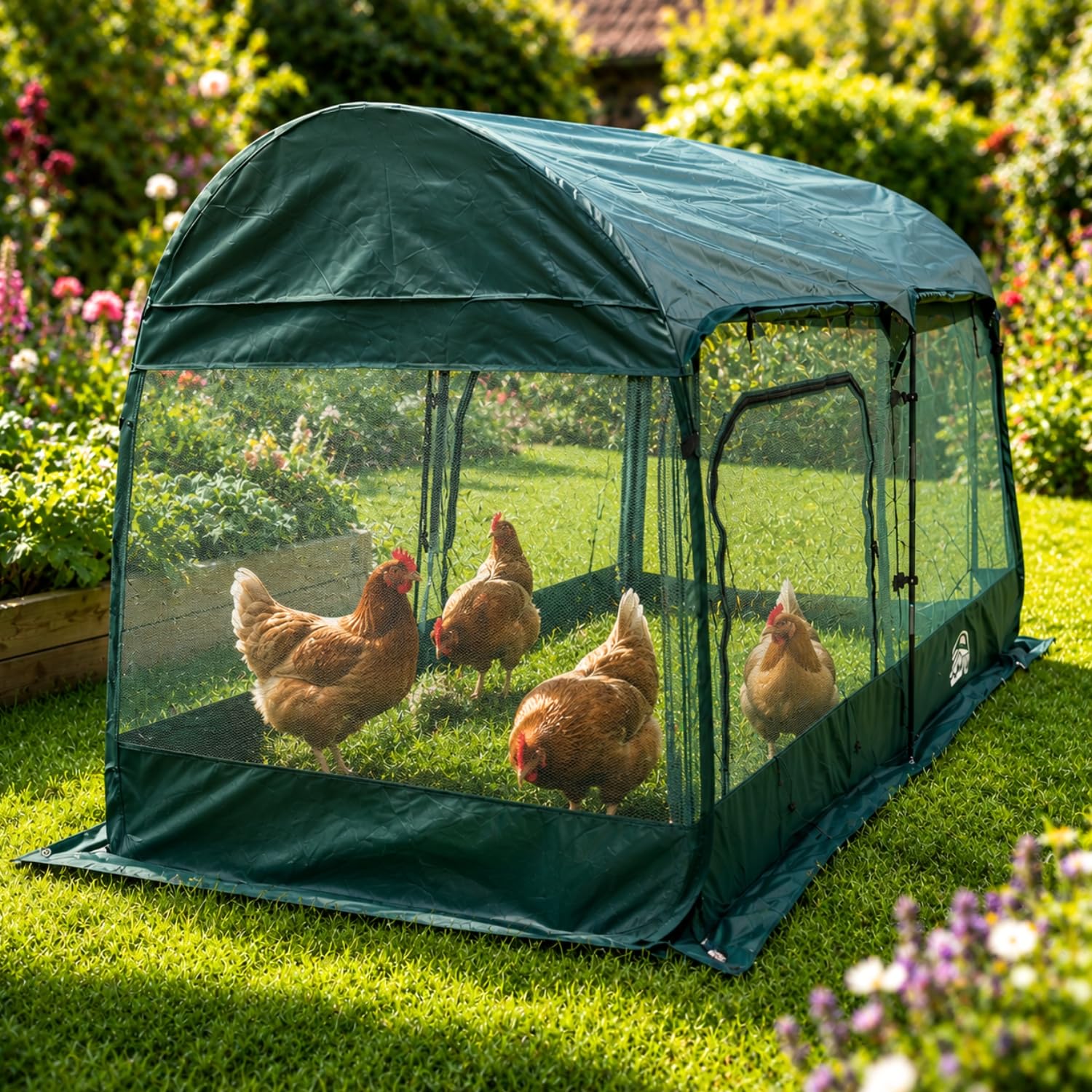 GardenSkill Poulailler Cage a Lapin Exterieur 200x100cm | Tunnel Maison pour Cochon d'Inde Poule | Enclos de Jardin pour Petits Animaux de Compagnie | Abri avec Filet de Protection | 3 Portes Zippées