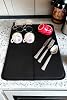 Dish Drying Mat, Dish Drying Cover, Non-Slip Base Absorbing Dishwasher, Folding Dish Mat 49x40cm Black