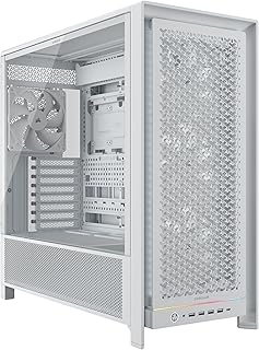 CORSAIR Frame 5000D RS High Airflow Mid-Tower Modular Case – 4X Pre-Installed RS Fans, InfiniRail Fan Stand System – White