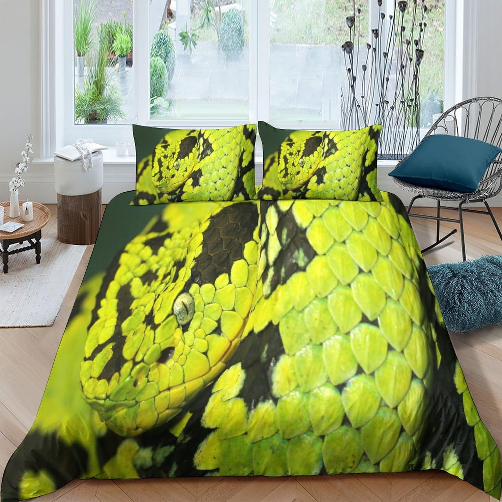 Housse de couette serpent fermeture éclair parure de lit 3D 3 pièces 200x200