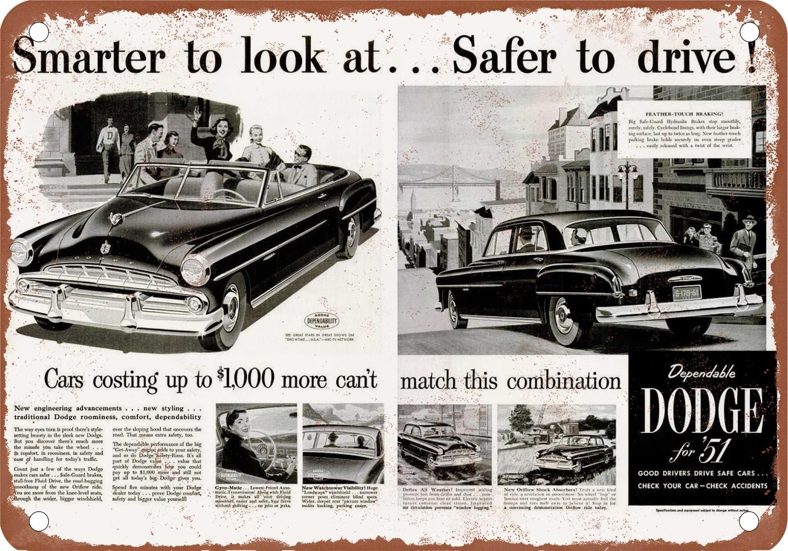 Miaomansenstore Metal Sign - 1951 Dodge Vintage Ad 01 - Old Retro Rusty Look Home Decor