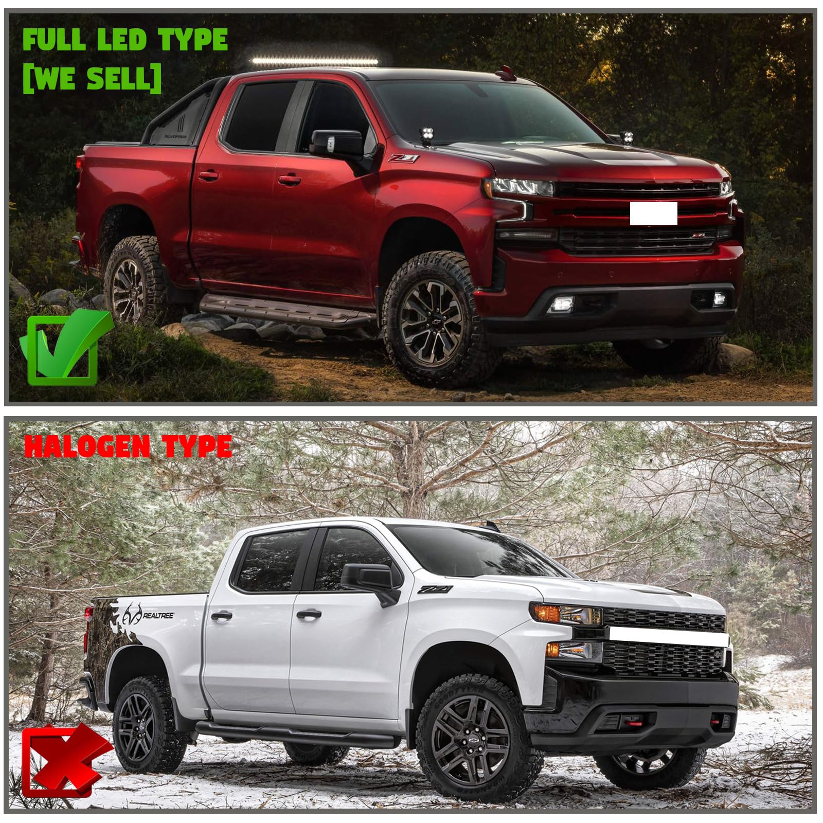 Munirater Driver Side Headlight For 2019-2021 Chevy Silverado – Clear RH Replacement, DOT/SAE Approved, Black Housing