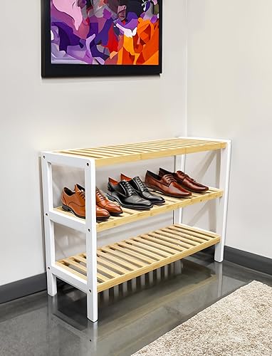 Miniatura 2 de RoyalHouse Zapatero de bambú, organizador de zapatos de 3 niveles, zapatero perfecto para sala de estar, armario, entrada, dormitorio