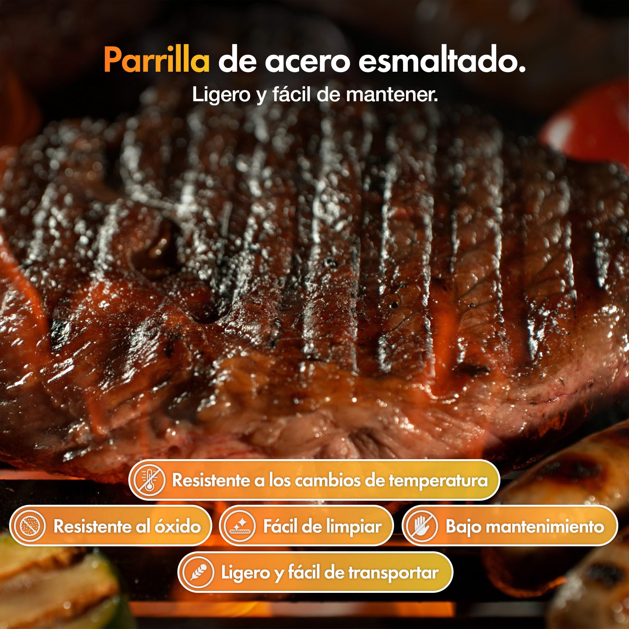 VonHaus Barbacoa de Carbón – Barbacoa con Rejilla Calentadora, Altura Ajustable, Termómetro – Portátil, Recogecenizas, Estante, 2 Mesas Laterales Plegables, Ruedas – Carne, Pescado y Verduras