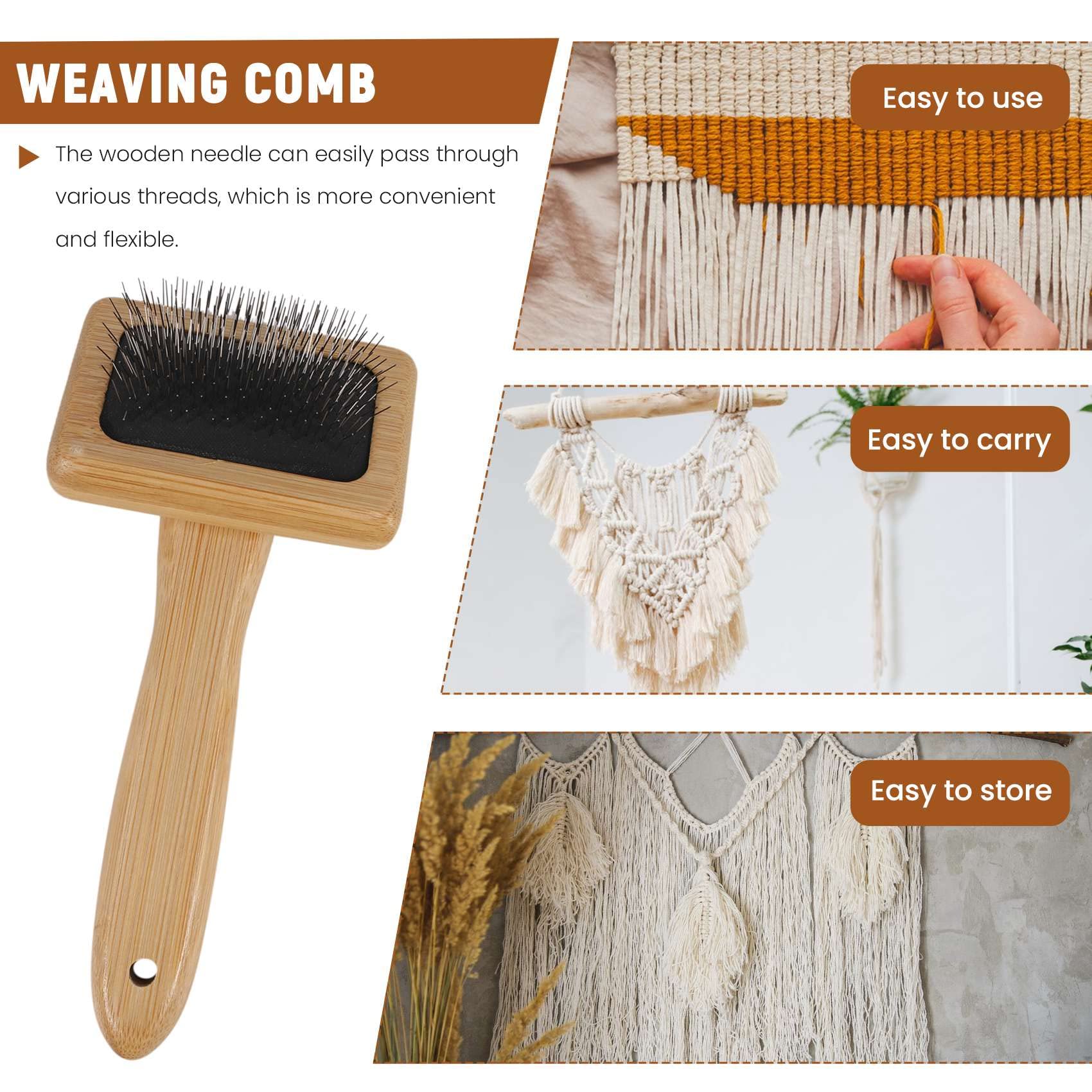 Nagoyuki Pettine per Tessitura Arazzo Macrame Slicker Brush Corda di Cotone Pettine Nodo Aperto Accessori per Maglieria Intrecciato DIY