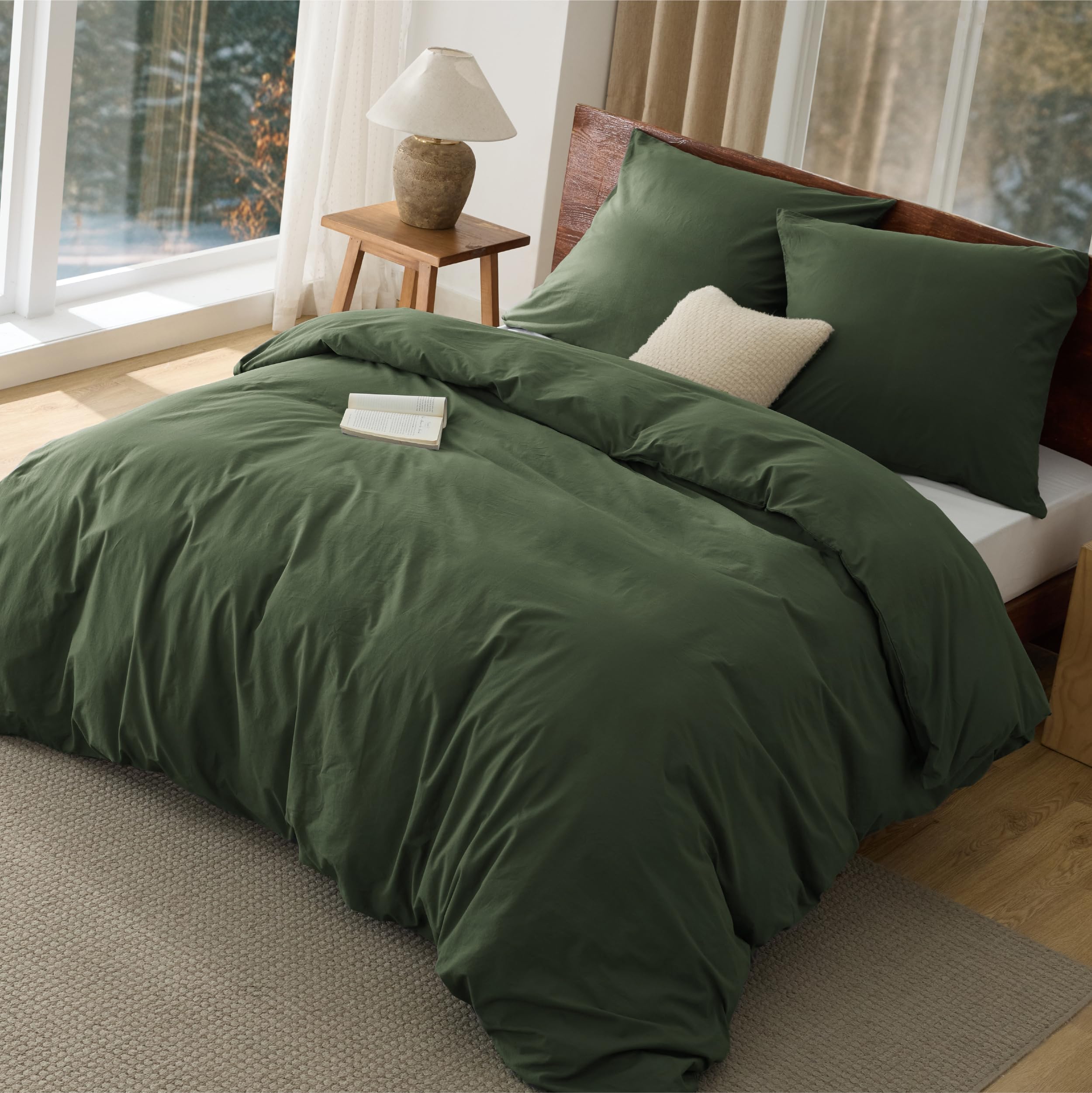 BEDSURE Bettwäsche Gewaschene Baumwolle Bettbezug - Bettwäsche-Sets mit 2 Kissenbezüge 80x80 cm, Ähnliche Textur wie Washed Leinen, Oeko-TEX Bedding mit Reißverschluss