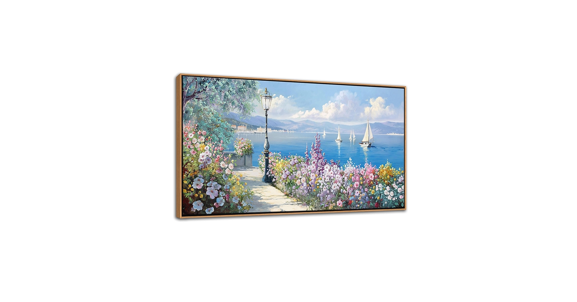 Amazon.com: Blue Coastal Wall Art Ocean Canvas Flowers
