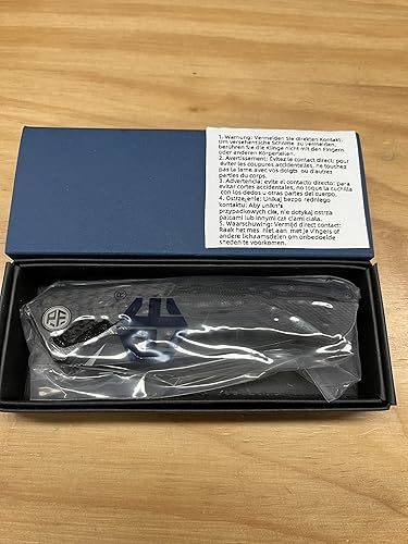 Miniatura 8 de Petrified fish PF838, hoja D2 negra lavada a la piedra de 3.74 pulgadas, fibra de carbono de 5.88oz y cuchillo plegable con mango G10