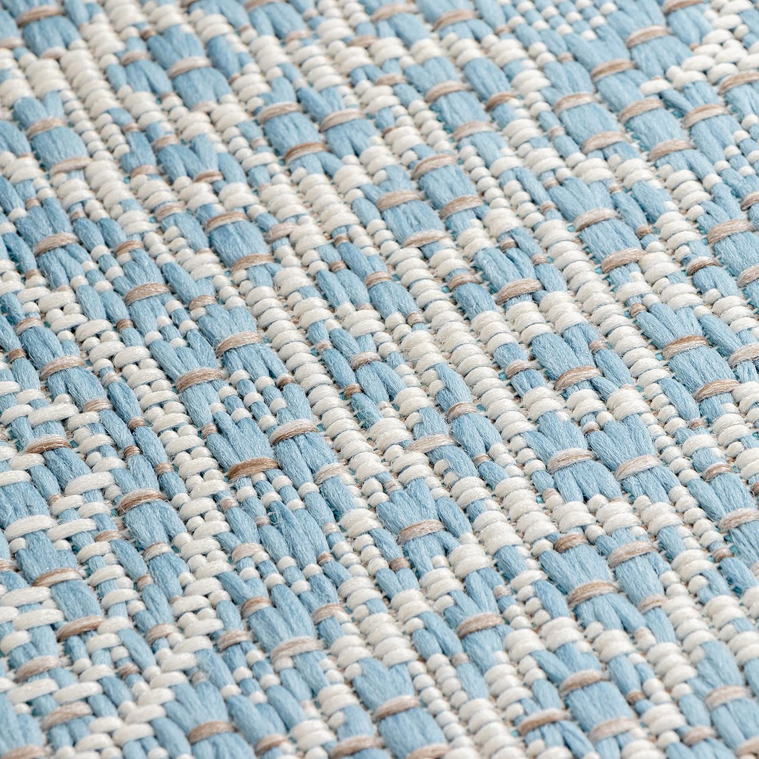 FRAAI | Home & Living In- & Outdoor Teppich Rund - Summer Azteca Hellblau - Wetterfest - Polypropylen - Ø 180 cm - Balkon, Garten/Terrasse - Terrasse Teppich - Outdoor Rug