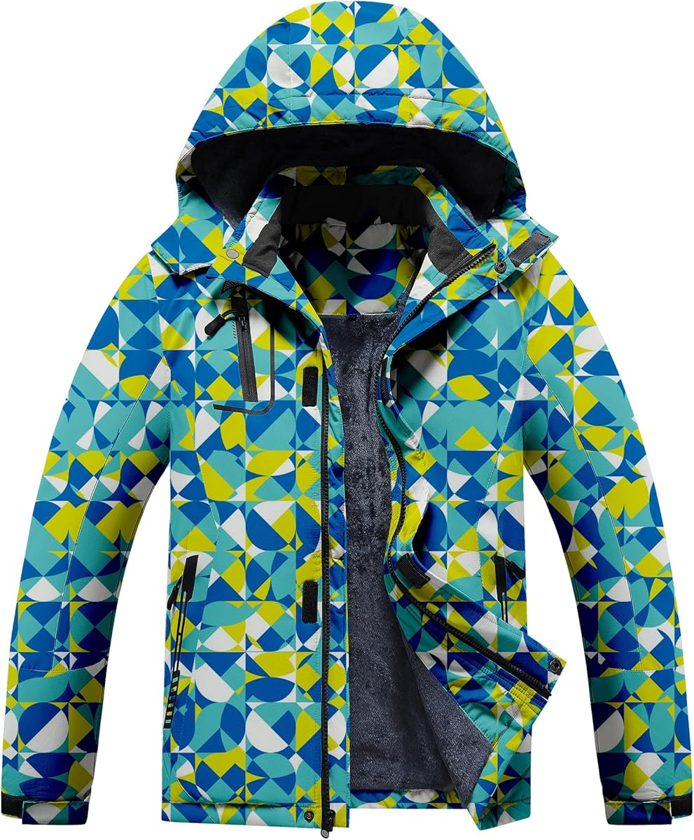 Dr.Cyril Kid's Waterproof Ski Jacket Warm Fleece Lined Hooded Boy's and Girl's Winter Jacket Breathable Removable Coat