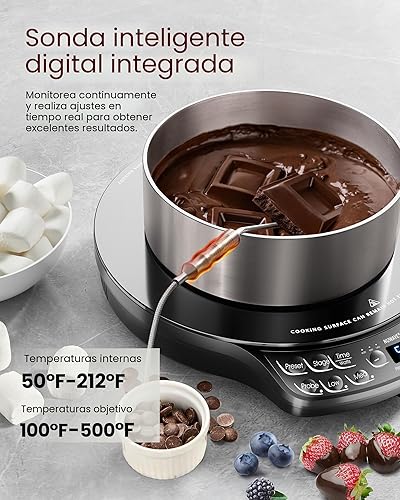 Miniatura 3 de Nuwave Diamante de placa de inducción portátil con sonda, quemador avanzado de encimera, 91 temperaturas de 100 F a 500 F, vidrio de cerámica a