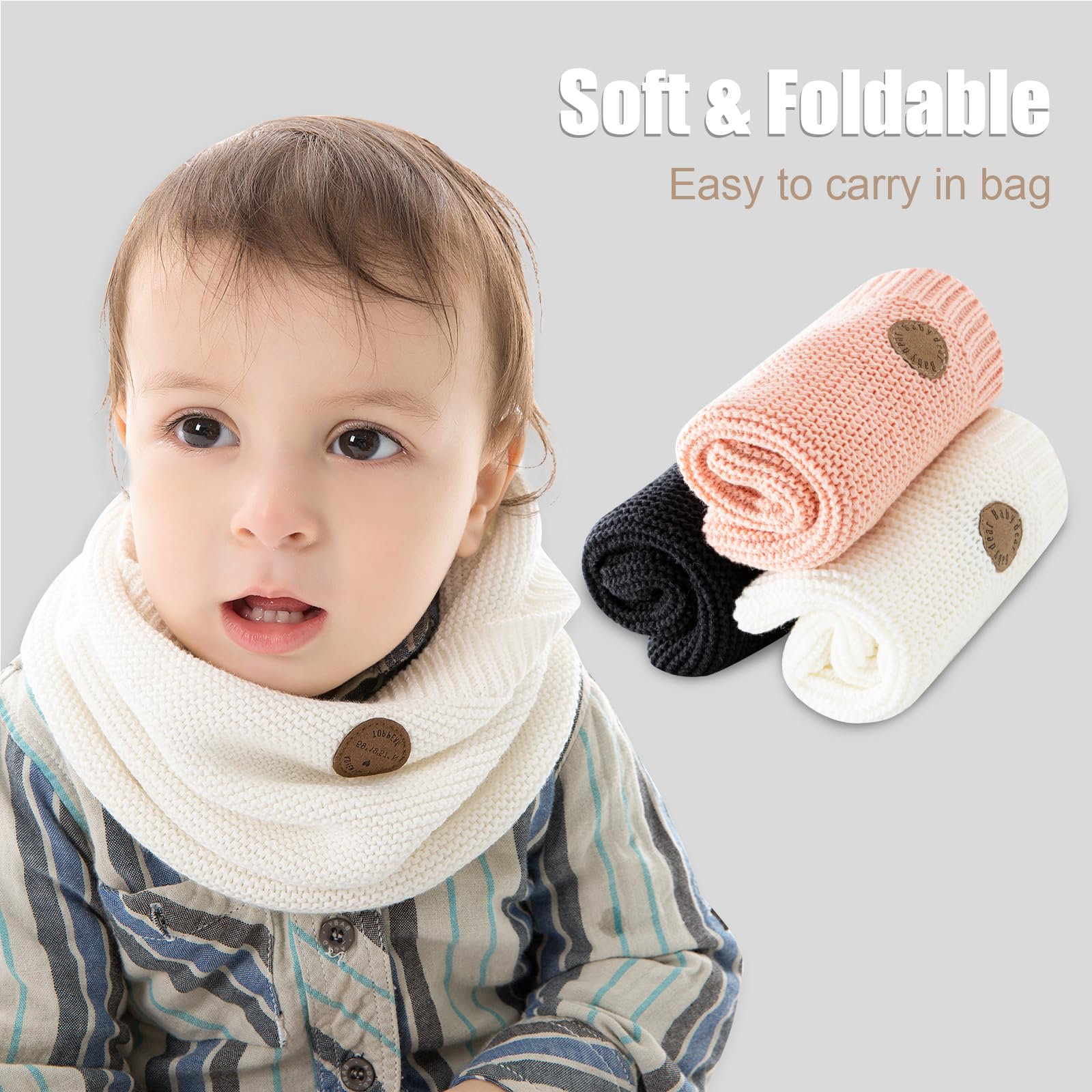 XIAOHAWANG - Pañuelo de invierno para bebé de punto grueso para niños y niñas