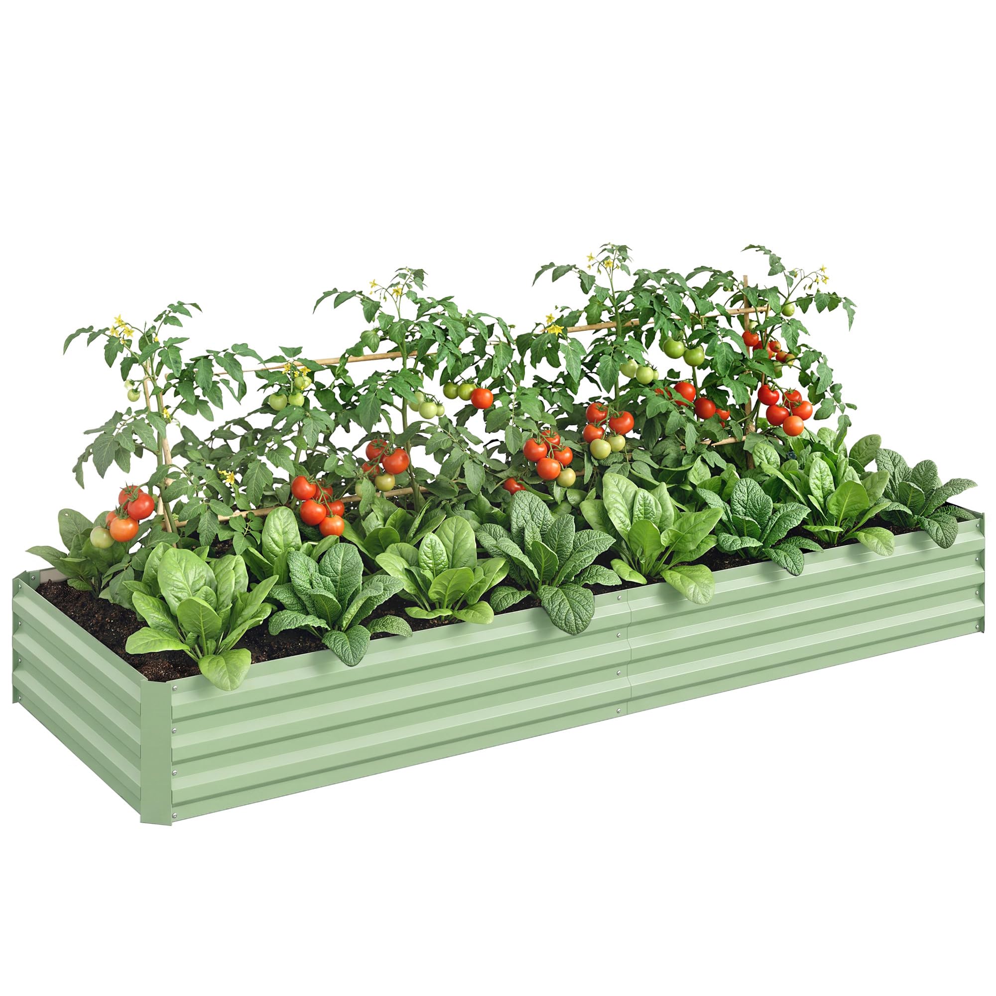 Outsunny Galvanised Raised Garden Bed Open Bottom 241 x 90.5cm Light Green