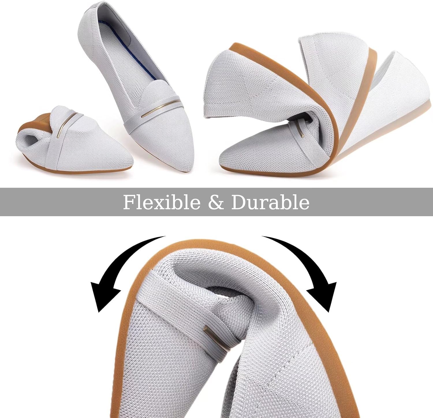 Frank Mully Women's Casual Loafer Flats Slip On Loafer Shoes Comfortable Knit Flat Shoes Classics Pointy Toe Loafer Flats,for Work,Travel - Image 3