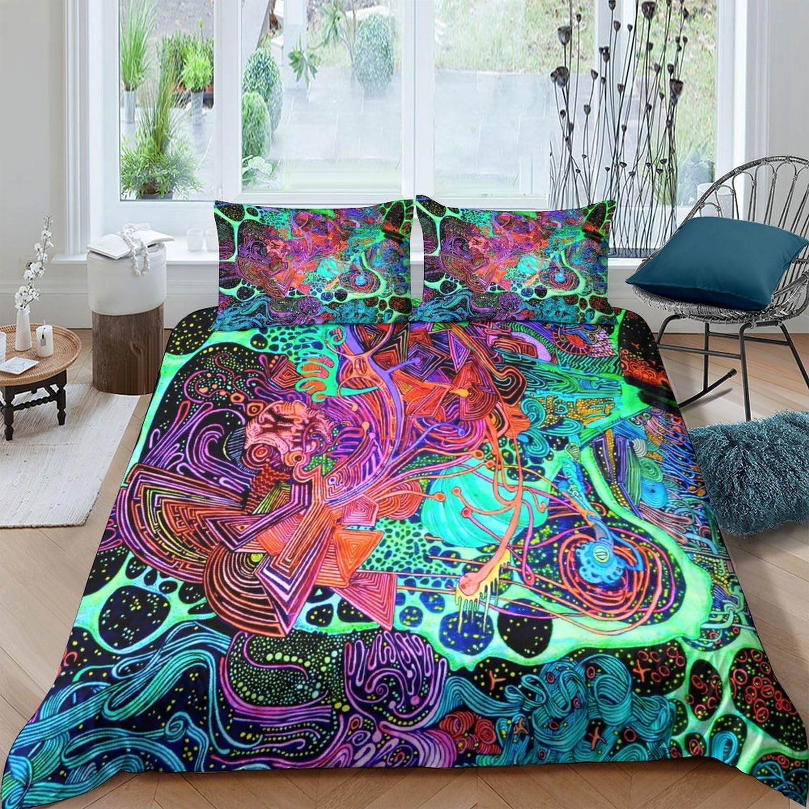 Ctjqhvkz Style-7 3D Printed Psychedelic Abstract Fitted Sheet Microfiber Colorful Marble Mattress Cover For Bedroom Dorm Easy Care Decor Single（135X200cm）