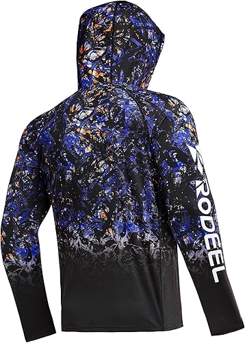 Vista 2 de Rodeel UPF 50+ - Camisa de manga larga para hombre, para pesca, senderismo, con máscara, protección UV, cuello