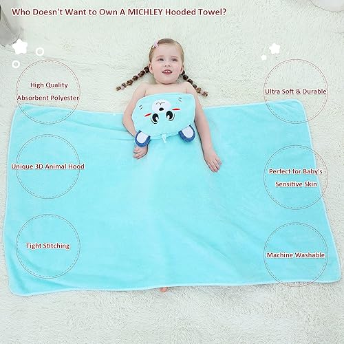 Miniatura 4 de MICHLEY Toalla de bebé con capucha de dibujos animados, unisex, suave de alta calidad, paños grandes de 31.5 x 53 pulgadas para 0-9T (Panda)