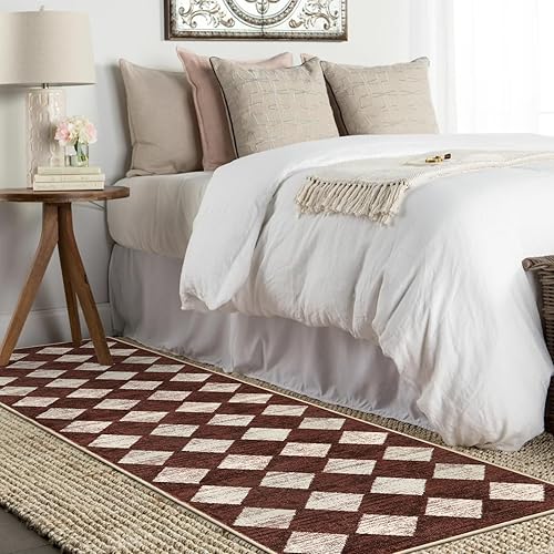 Miniatura 4 de Lahome Alfombras lavables para pasillo de 2 x 8 pies, alfombra antideslizante para pasillo de cocina, baño, enrejado marroquí, antideslizante,