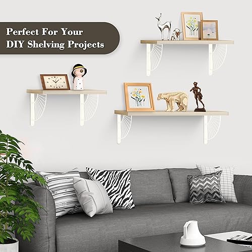 Miniatura 6 de Soportes decorativos para estantes, soportes de metal de latón, decoración de pared, soporte moderno para estantes flotantes de bricolaje, blanco, 6