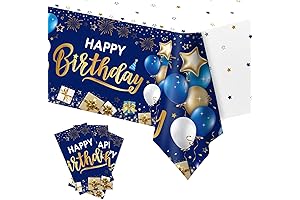 DUAIAI 3 Pack Happy Birthday Decoration Rectangle Tablecloth for Birthday Party Supplies 54x108 In