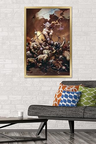Miniatura 2 de Trends International Frank Frazetta - Póster de pared de destructor, 22.37 x 34.00 pulgadas, versión enmarcada en oro