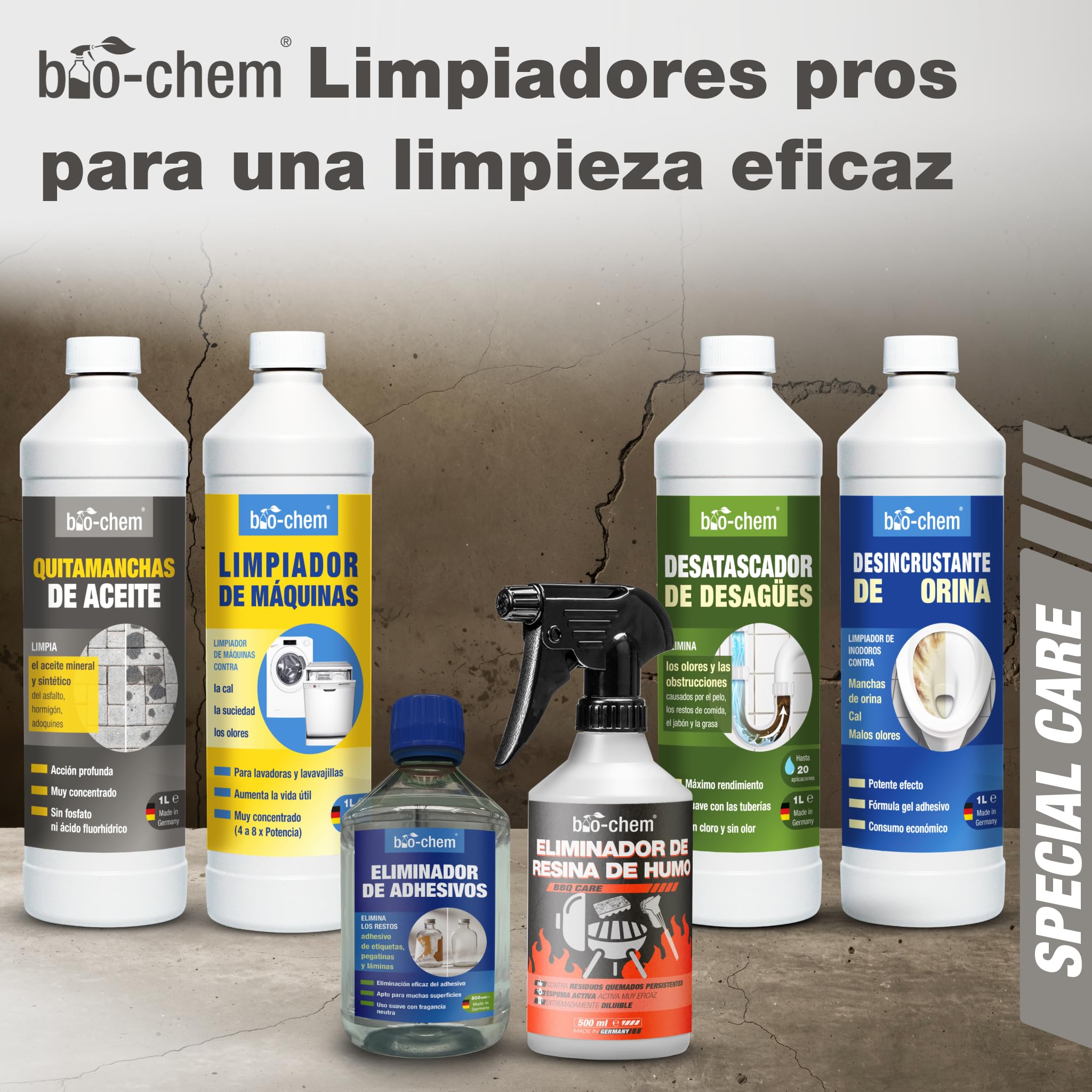 bio-chem Eliminador de Manchas de Aceite 3L, para piedra y hormigón | Quitamanchas Concentrado Biodegradable - Limpieza para adoquines, Asfalto - Limpiador Coche Garaje terrazo