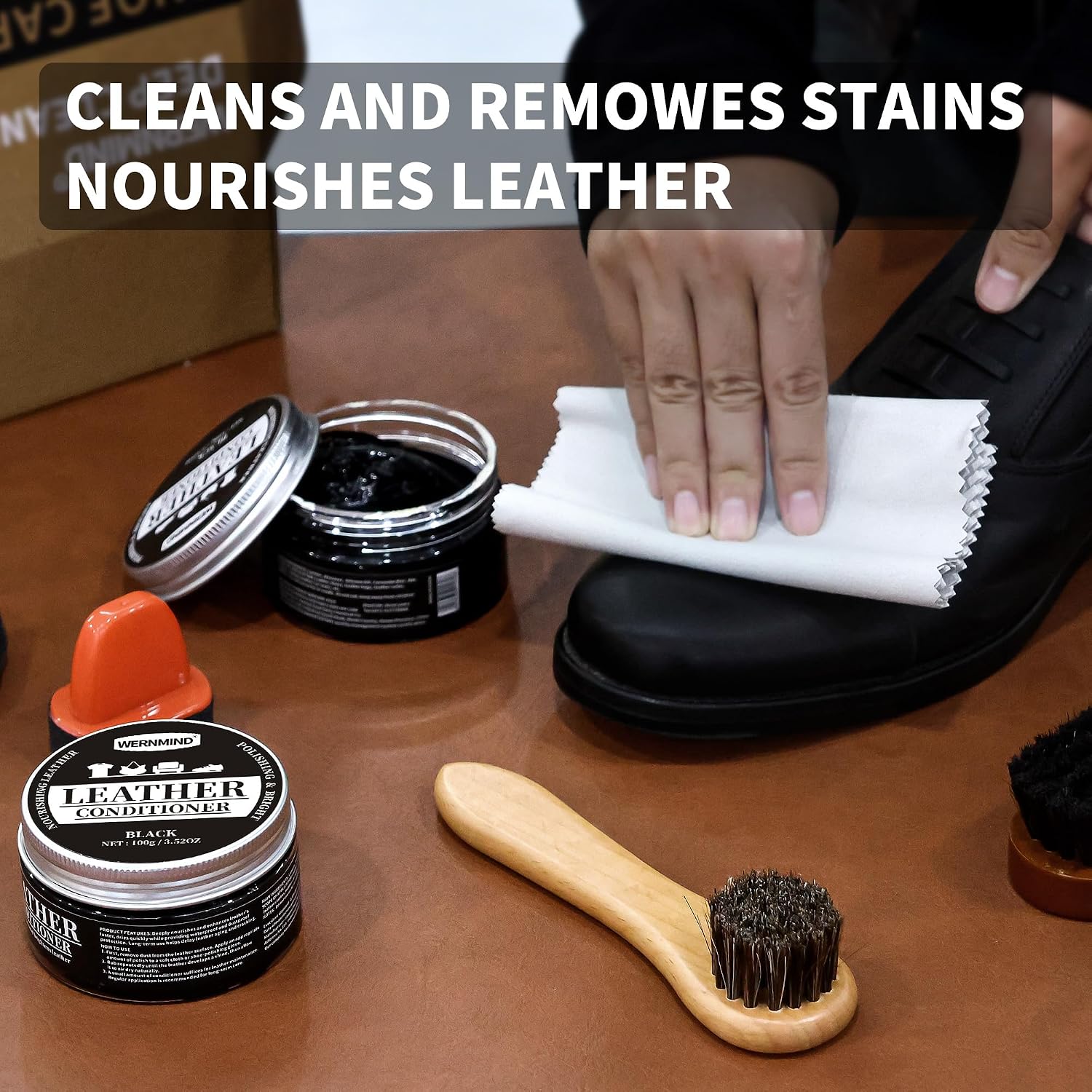 Black Neutral Shoe Polish Kit Boots Leather Conditioner Shoe Shine Cream
