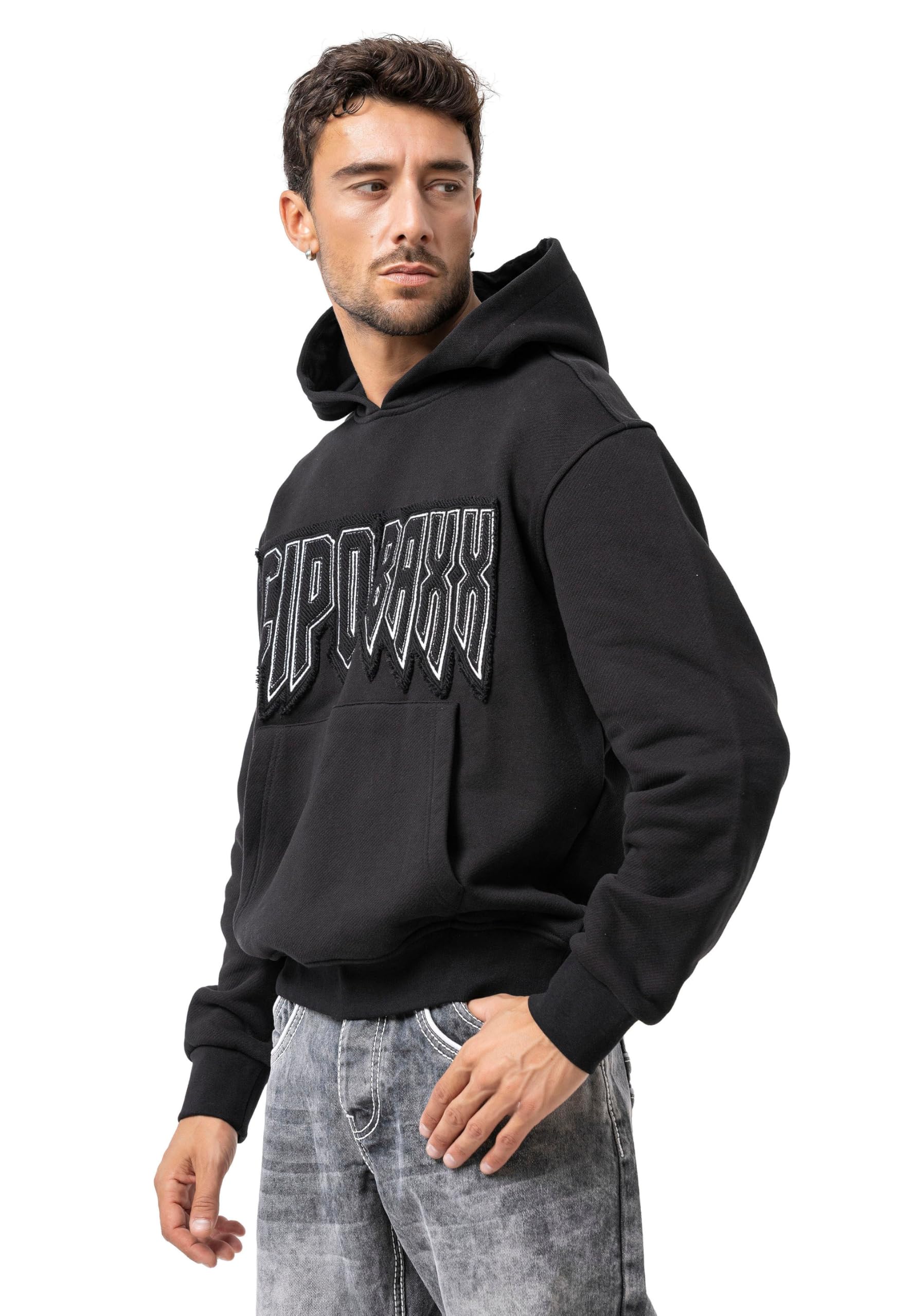 Cipo & Baxx Sudadera con capucha para hombre Series – Elegante jersey de estilo casual con capucha y bolsillo canguro – Parte superior cómoda para el día a día y el tiempo libre