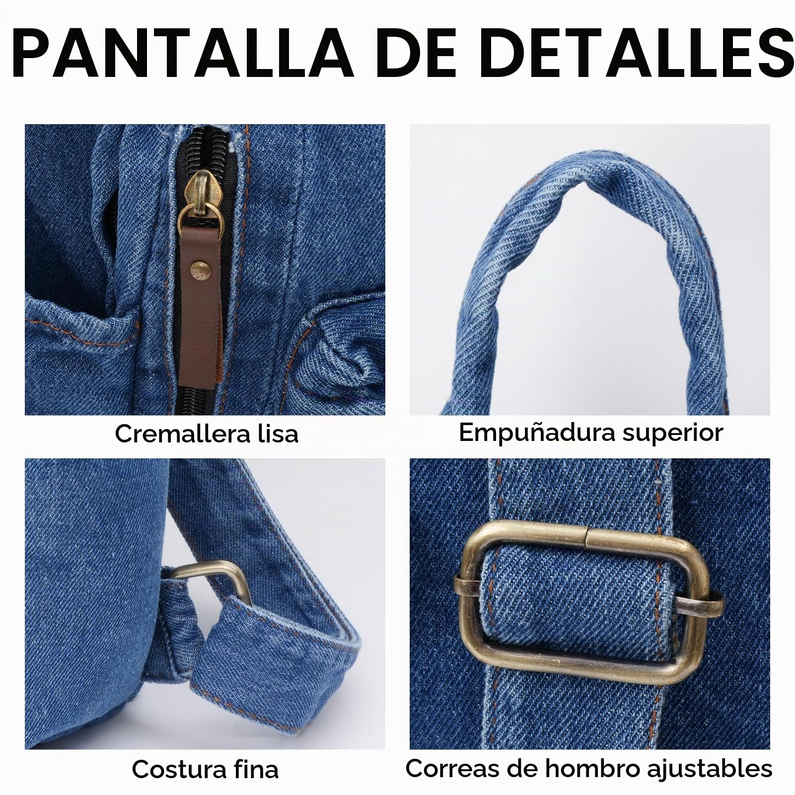 Mochila Vaquera Vintage Mujer Denim Mochila Escolar Universitaria