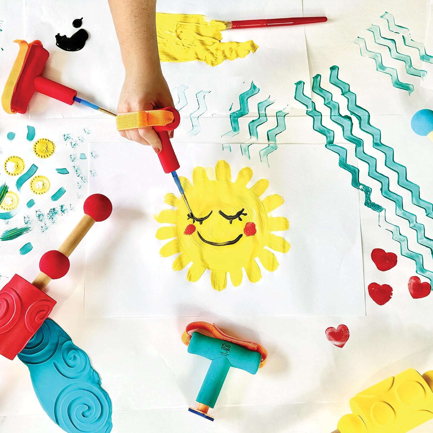 The Kind Mind Company™ Adaptive Art Class Bundle – Complete Set with Foam Grips, Brushes, Rollers, Smocks & Tool Holder – Inclusive Art Supplies for Kids & Adults with Mobility Challenges