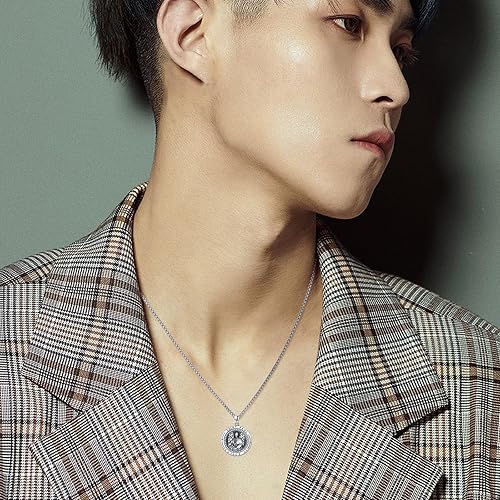 Vista 358 de Collar con colgante de plata de ley 925 con medalla de San Patrón, joyería religiosa para hombres y mujeres, con cadena de acero inoxidable 316L