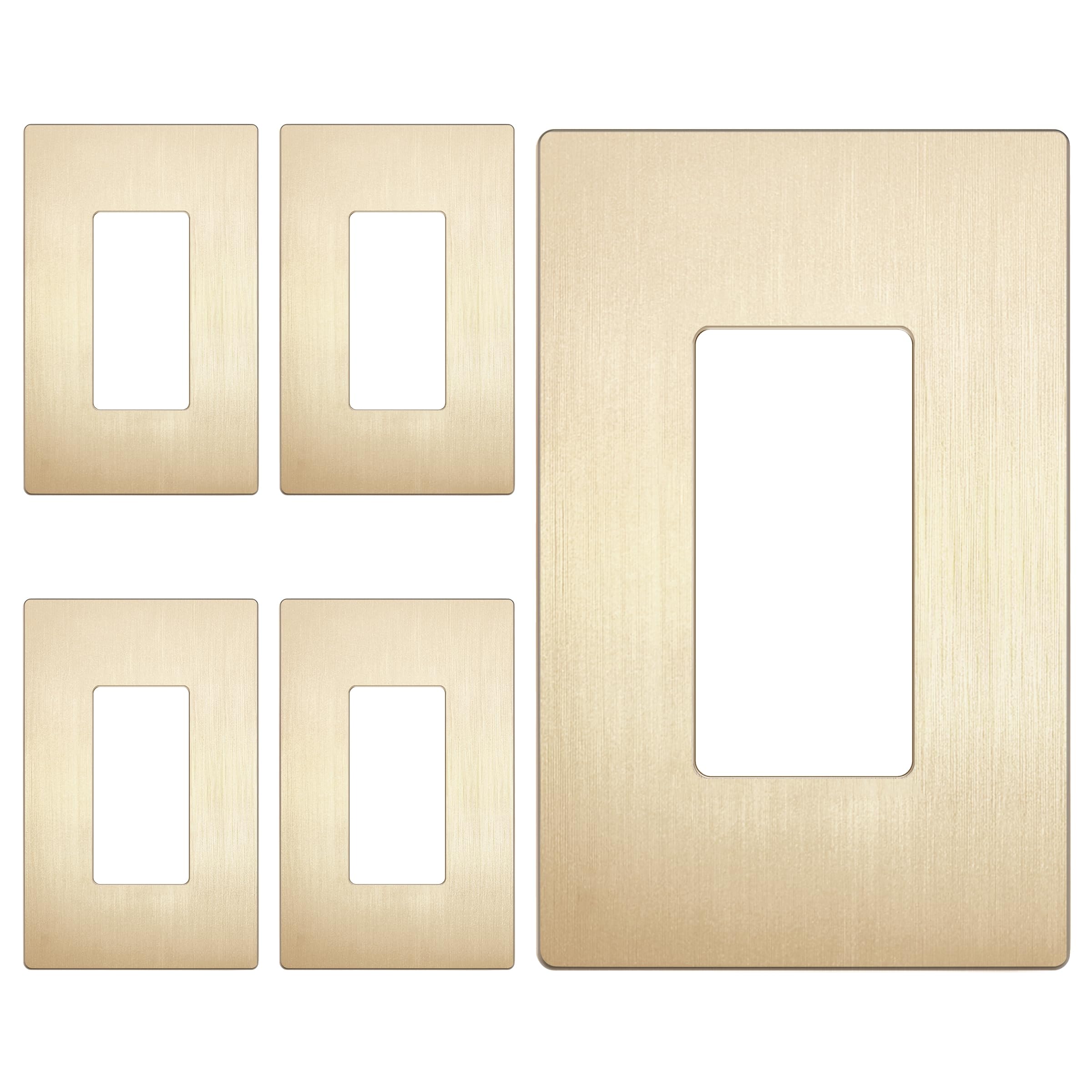 LIDER Decorator Switch Cover, Screwless Wall Plate, Mid-Size 1-Gang, 5-Pack