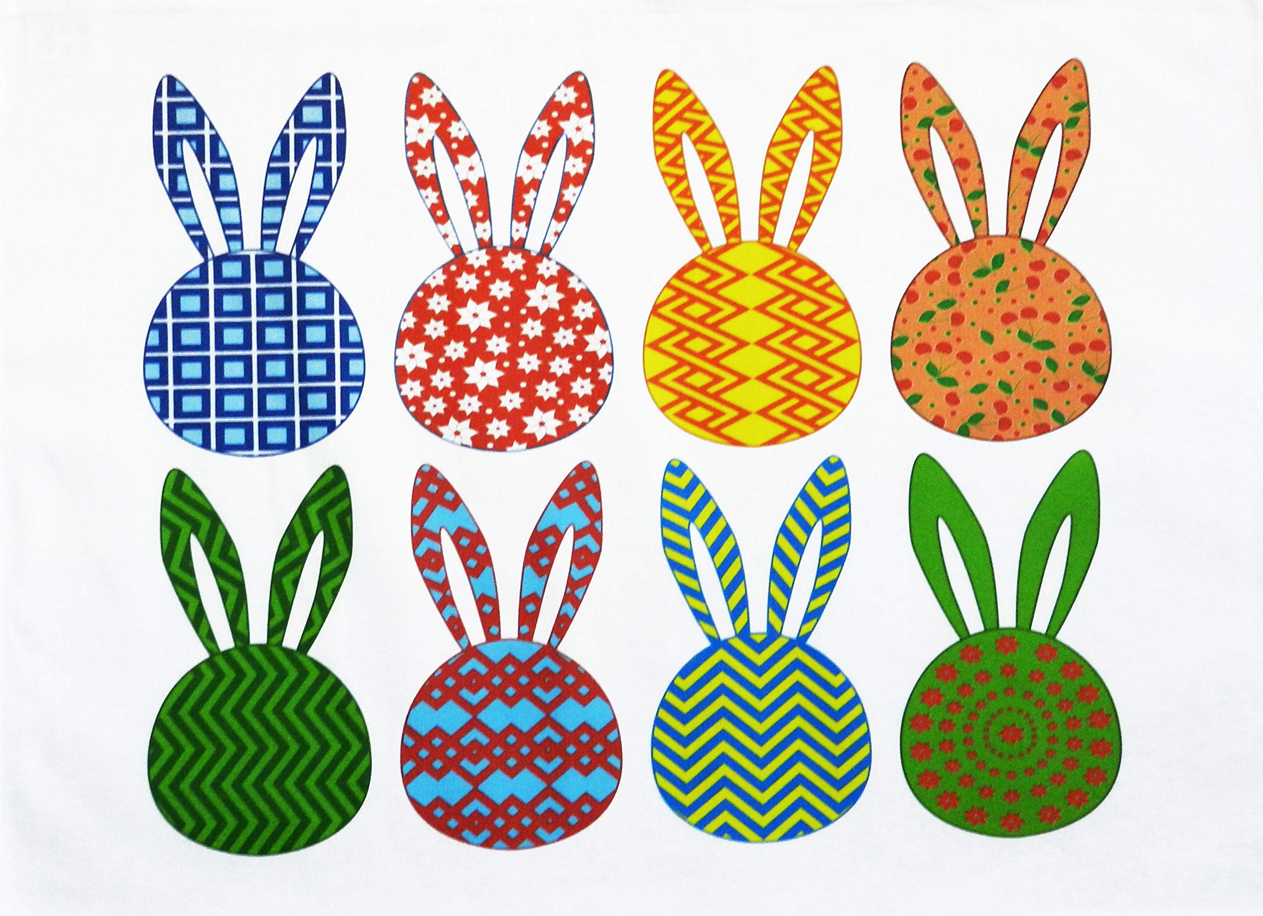 Half a Donkey Colourful Easter Egg with Bunny Ears Design Large Cotton Tea Towel