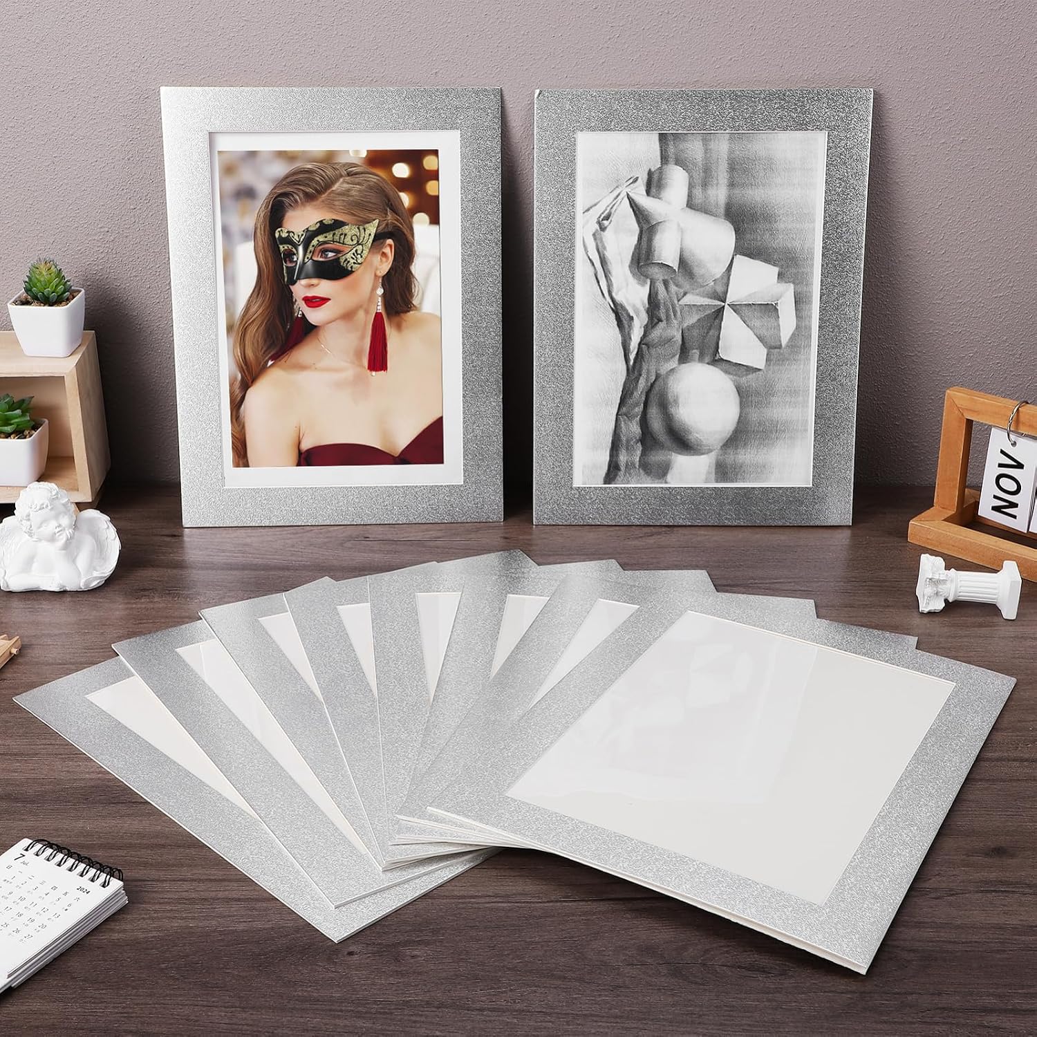 Cabilock 10pcs Cardboard Frame Photo Matting Mats for Framing Mat Board for Wall Display