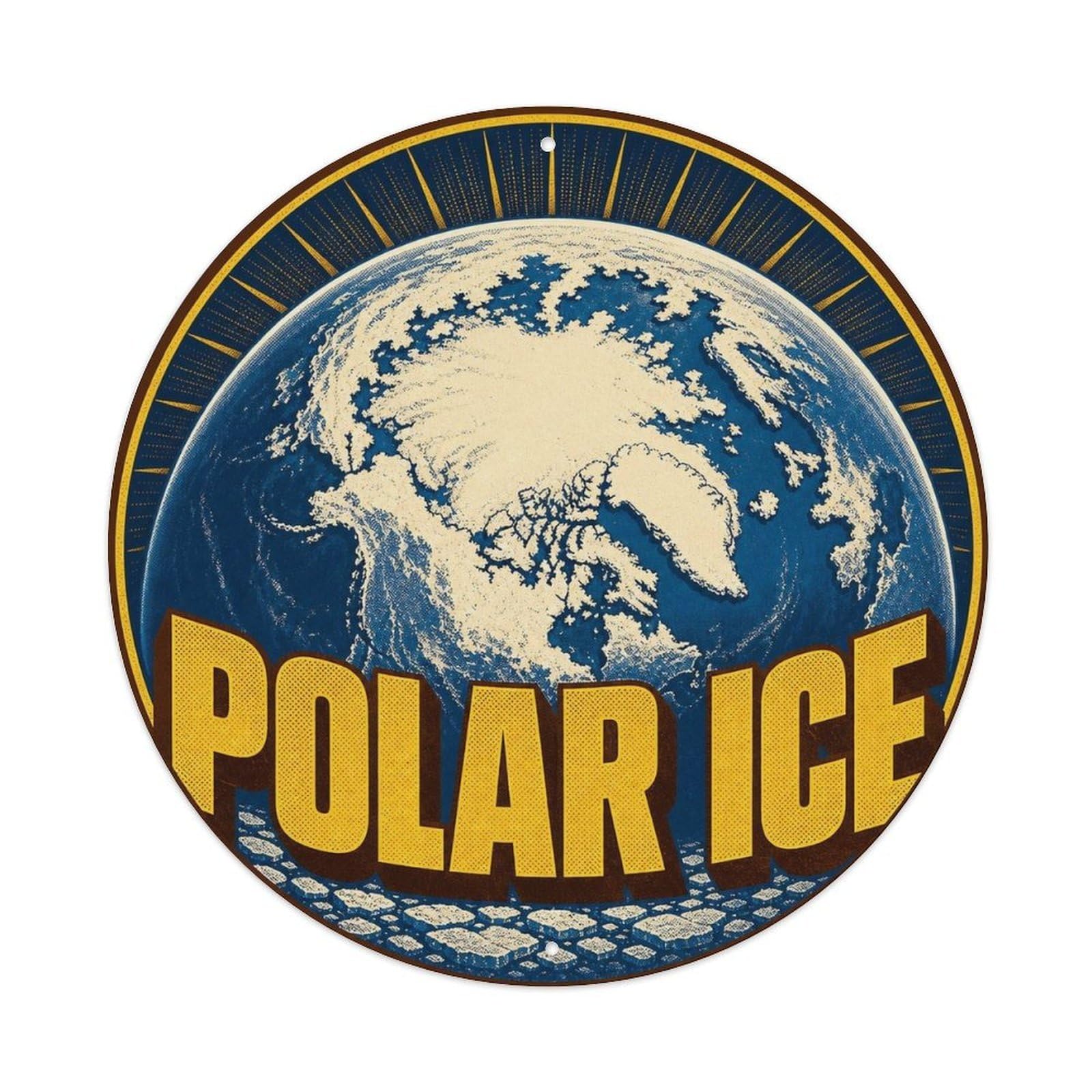 Space Exploration Planetary Orbit Earth Polar Ice Metal Tin Sign