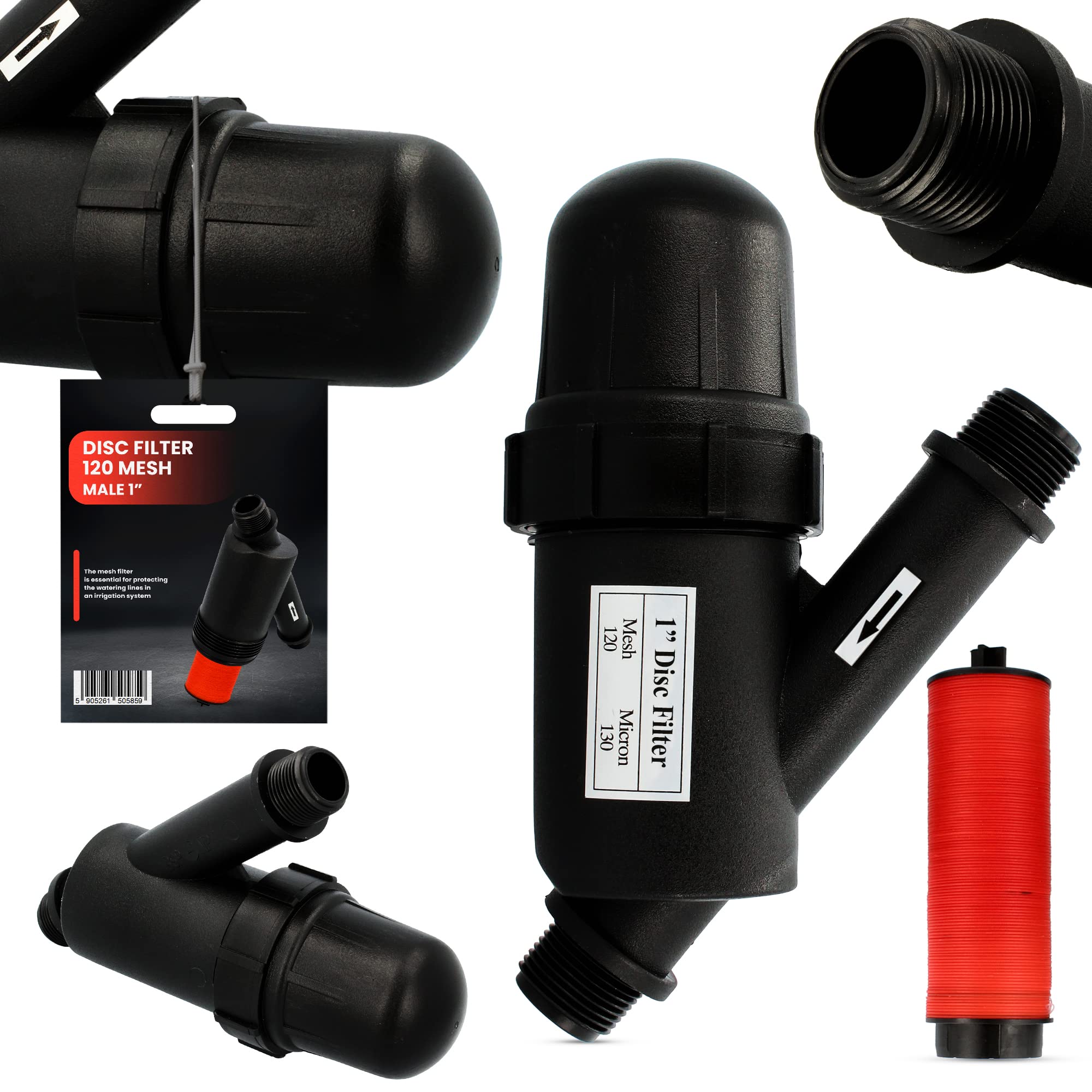 Instalguru Filtr tarczowy, filtr nawadniający 120 MESH 1" AG filtr do wody, nawadnianie kropelkowe, prace ogrodowe, rolnictwo, filtry, system zraszania, filtr do pompy wodnej, filtr hydroforowy, akcesoria ogrodowe