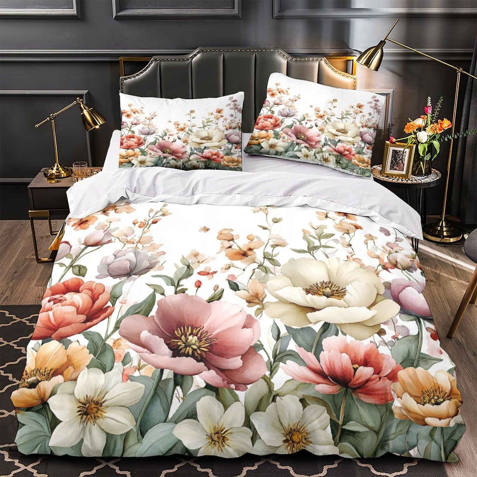 Housse de couette jardin botanique 140x200 pour une chambre de fille fleurie