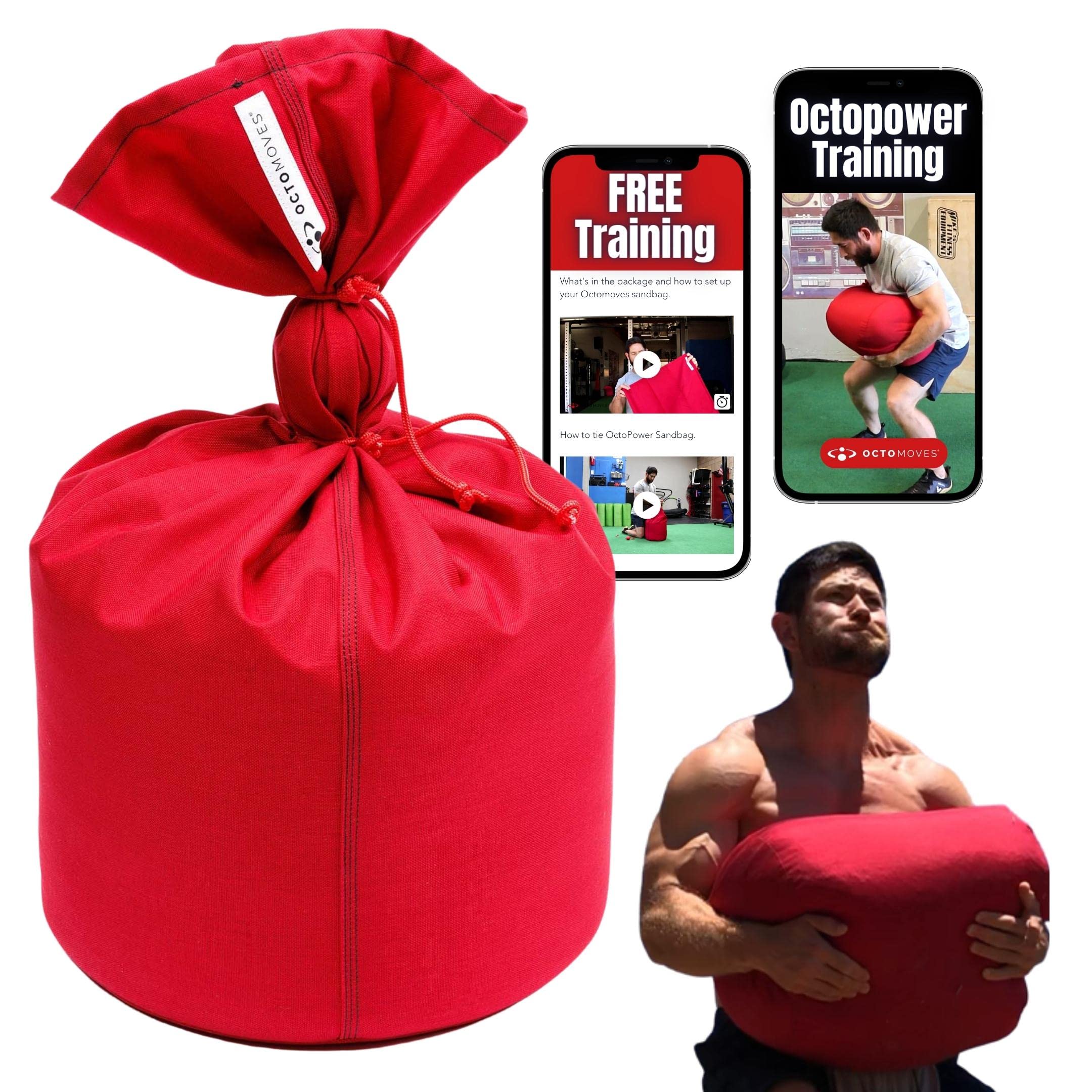 Octomoves Training Sandbag for Sports and Sandbag Exercises, Powerful Workout Sandbag with Lacrosse Ball for Tight Seal, Strength Training Equipment, Durable Heavy Sports Sandbags Holds Up to 120 lbs