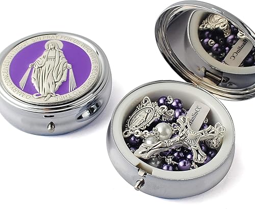 Miniatura 6 de HanlinCC Cuentas de perlas de vidrio de 0.236 in con cuentas de padre de 0.315 in con rosario en caja de regalo de metal milagroso