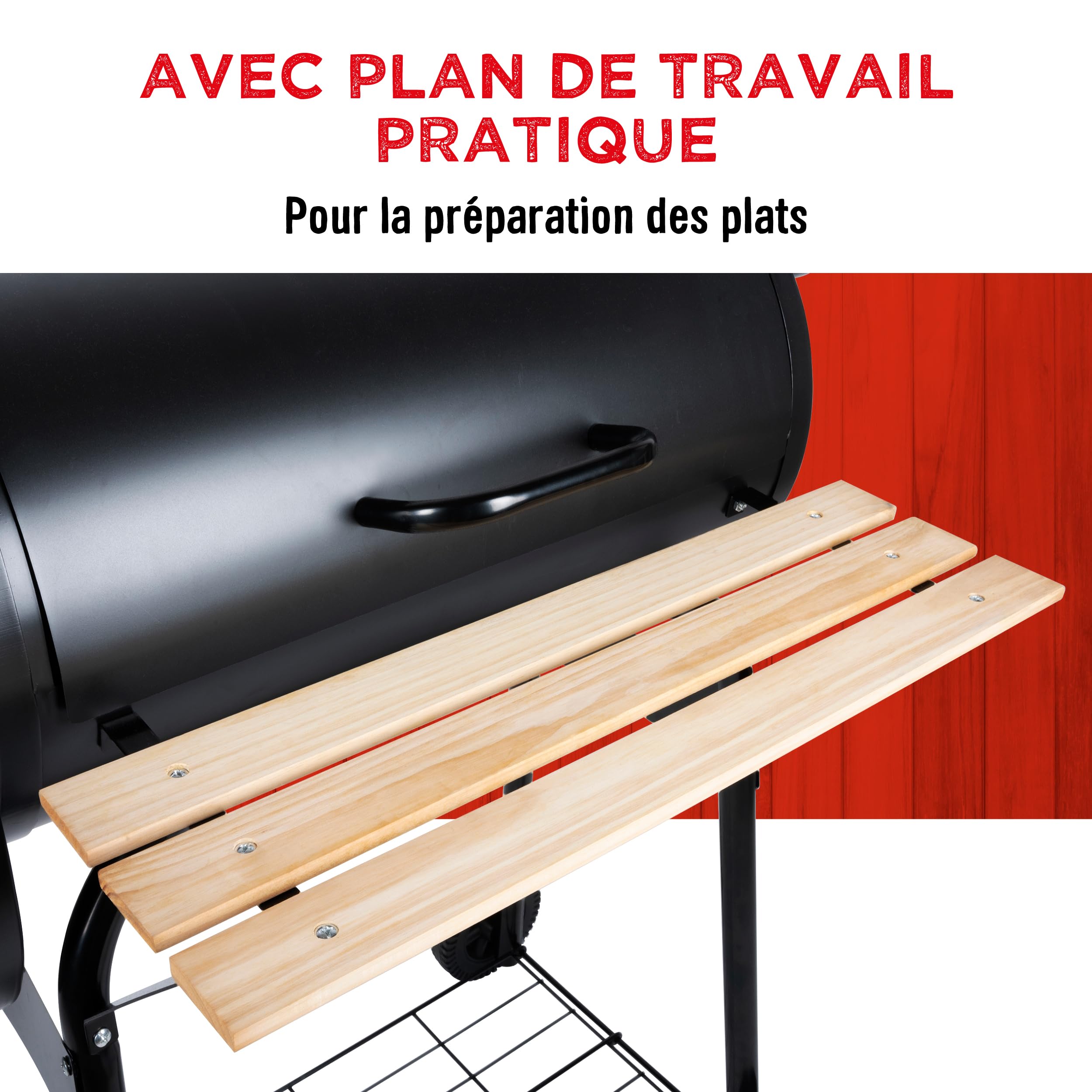 BBQ Collection Fumoir Barbecue - BBQ - Barbecue Charbon de Bois Grande Taille - Cheminée Réglable - 104 x 58 x 114 cm
