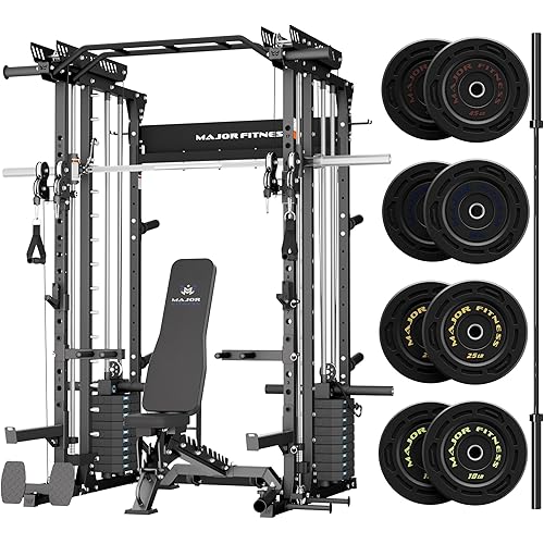 Major Fitness Drone MAX V Smith Machine with Weight Stacks, All-in-One Home Gym Squat Rack--2500LB Capacity, Dual LAT Pull-Down Systems & Cable Crossover Machine, Heavy-Duty Full-Body Workout Machine