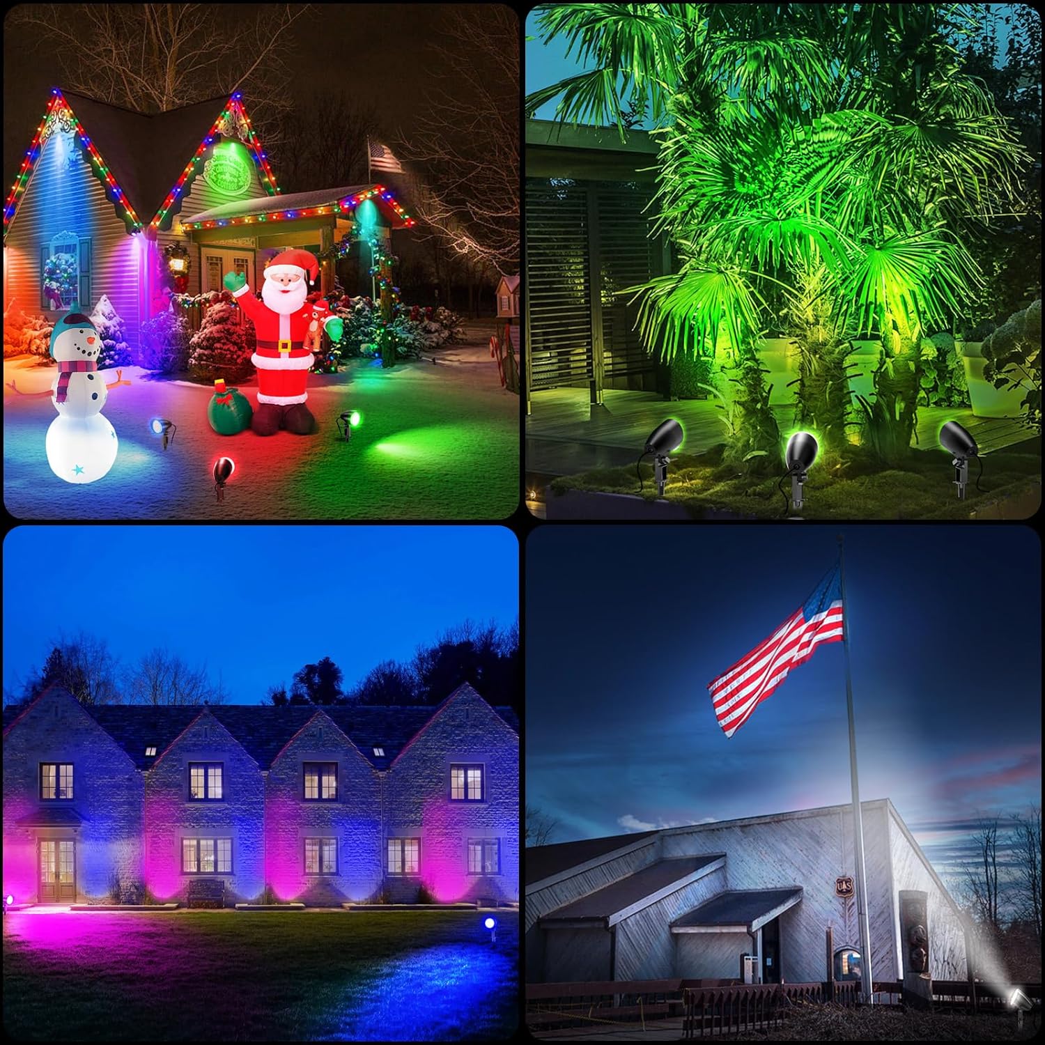 20W RGBW Color Changing Outdoor Spotlight with Remote Control 1880LM IP66 Waterproof LED Spot Lights for Christmas Halloween Decorative Yard Garden Pathway 120V US Plug 2 Pack - Image 7
