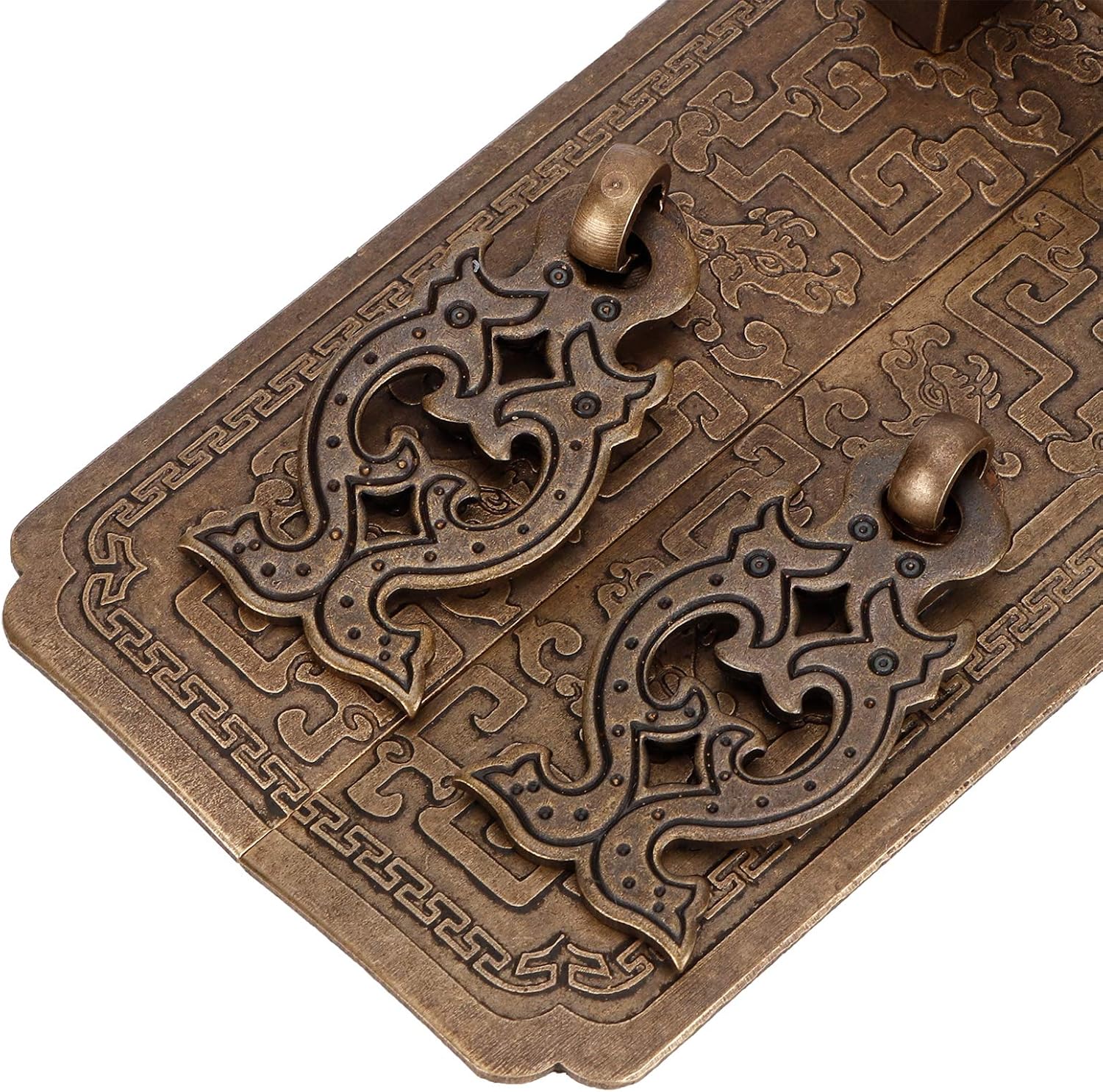 Antique Copper Door Handle Set Chinese Style Pull Handles for Furniture Cabinet Desk Drawers Vintage Restoration
